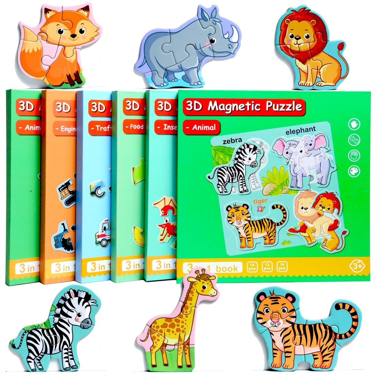 Qimumku magnetic puzzles animals on a fridge surface for screen-free play and early recognition