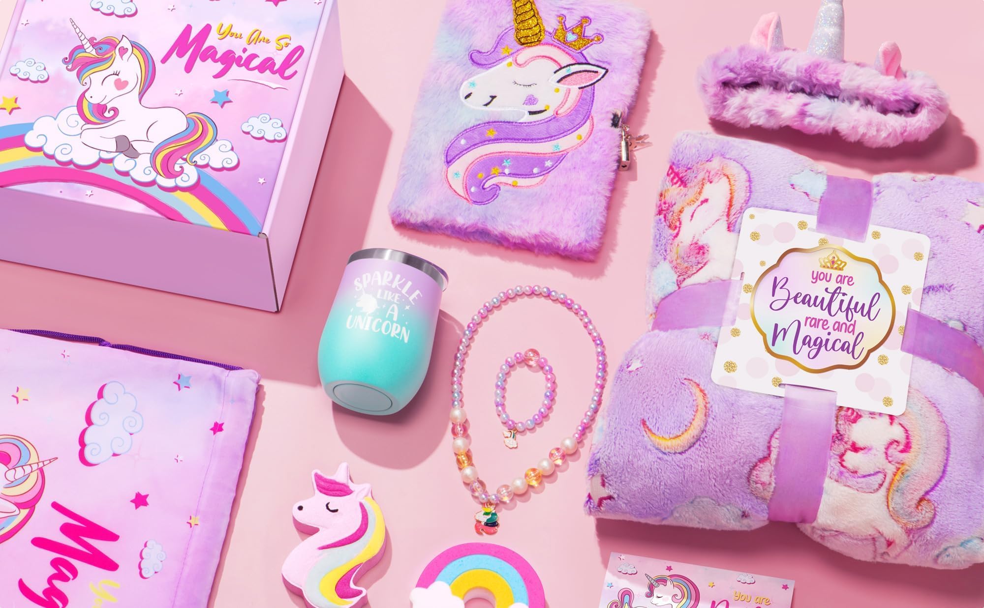 Qinline unicorn gift box backpack ideal for school and trips.