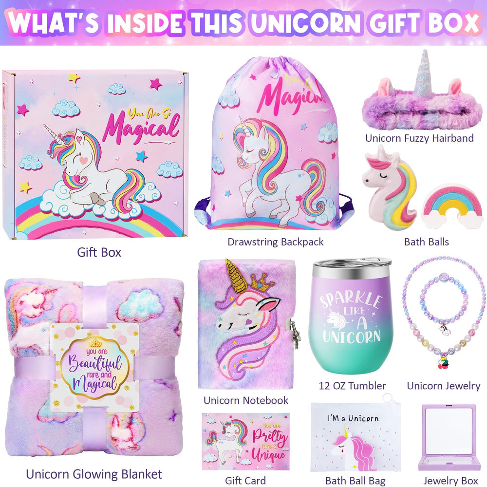 Qinline unicorn gift box tumbler keeps drinks cold for hours.
