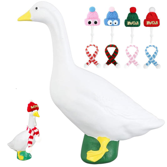 QIONG 7-inch desk goose wearing holiday outfits brightens office decor.