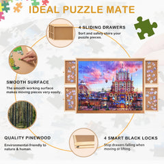 Qiqidog 1000-piece puzzle table surface provides a large, smooth workspace for family projects.