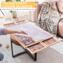 Qiqidog pine wood puzzle board emphasizes durable construction for long-lasting use.