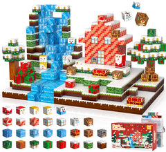 QiqoPoyee 180PCS magnetic blocks creating a festive Christmas scene for kids