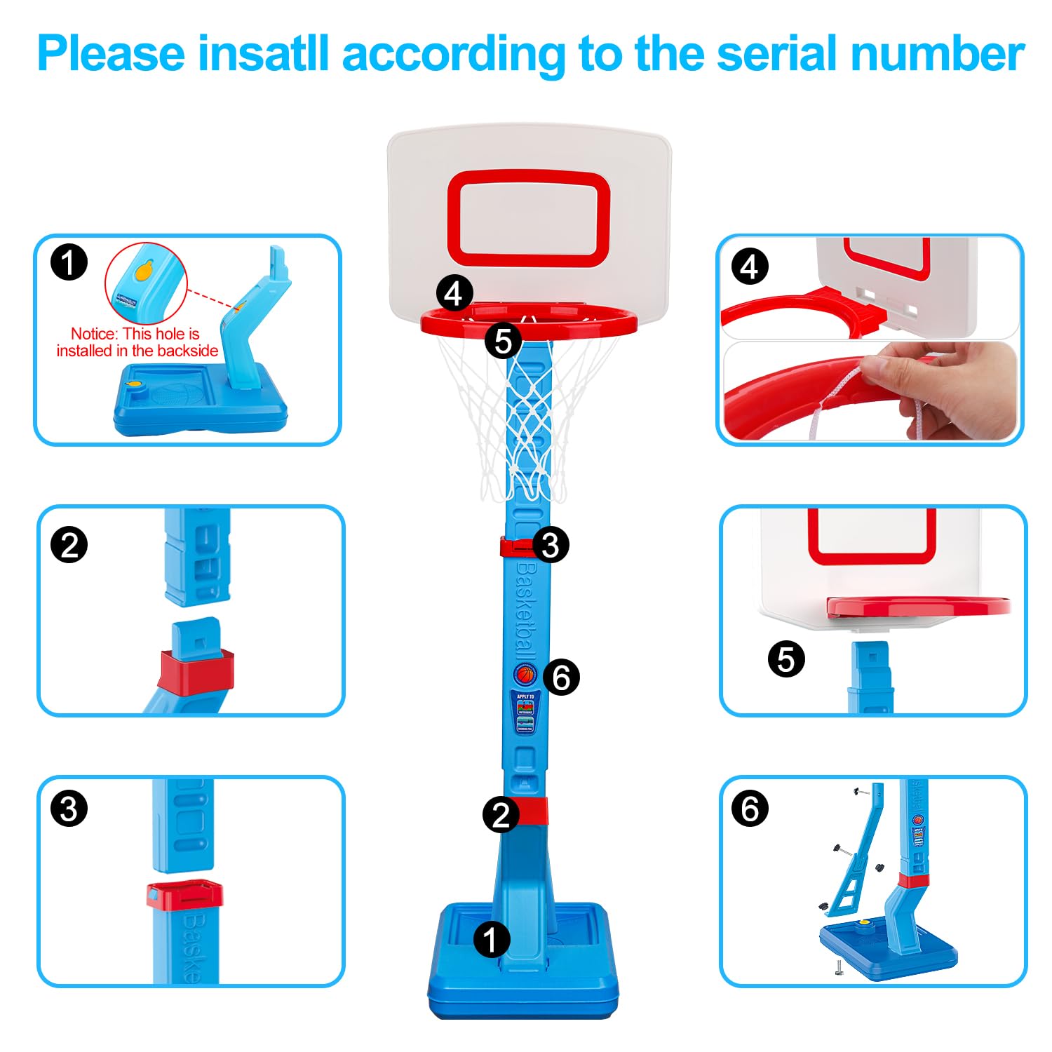 Qirptey easy-assembly hoop saves setup time for families.