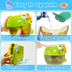 Dinosaur bubble maker assembly playset for bath time