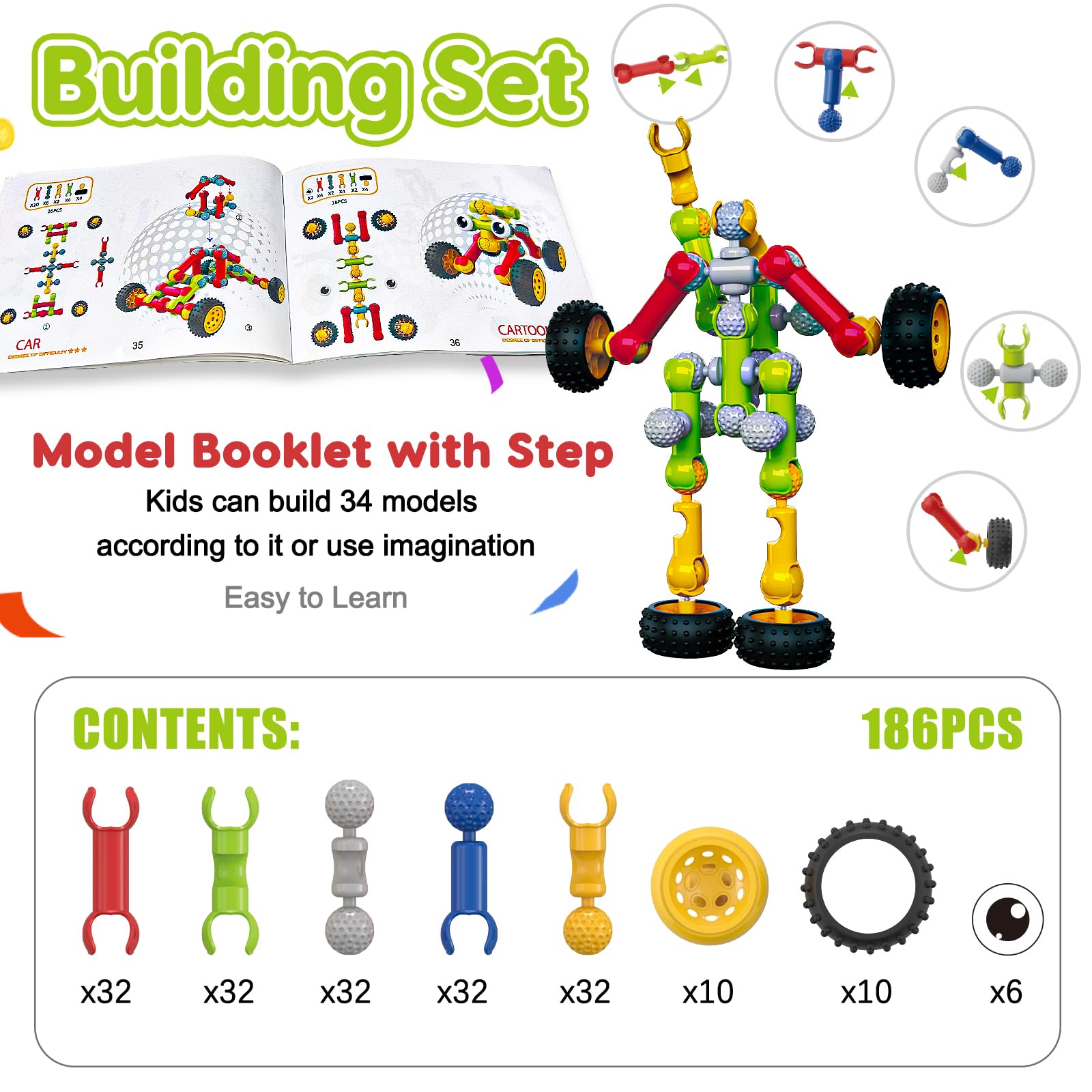 Qirptey dinosaur model kit encourages imaginative play and sequencing