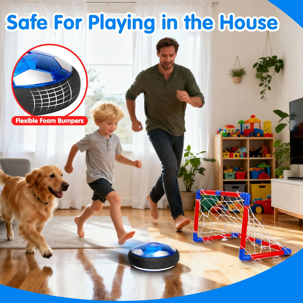 Qirptey LED hover ball with foam bumper for wall protection.