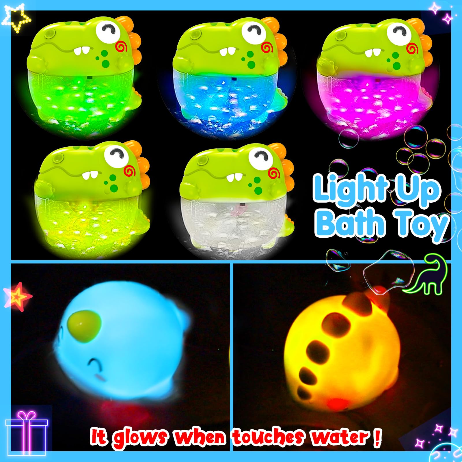 Light-up animal toys illuminating bath time fun