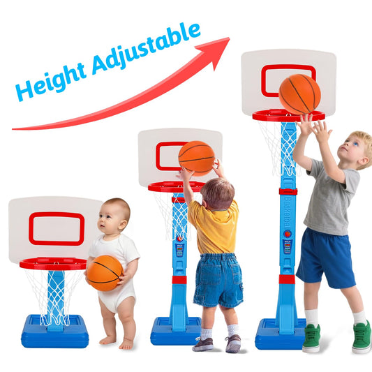 Qirptey toddler basketball hoop adjustable-height supports growing players.