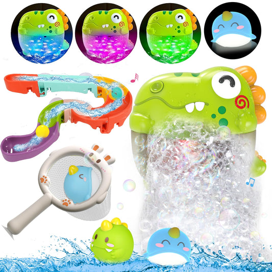 Qirptey dinosaur bubble maker bath toy for engaging splash time