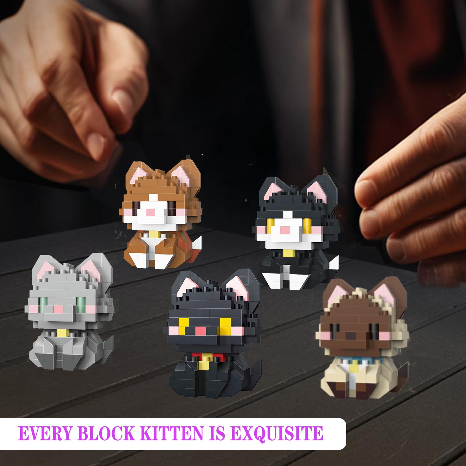 QISHOUTING Tabby cat blocks promote fine motor skill practice.