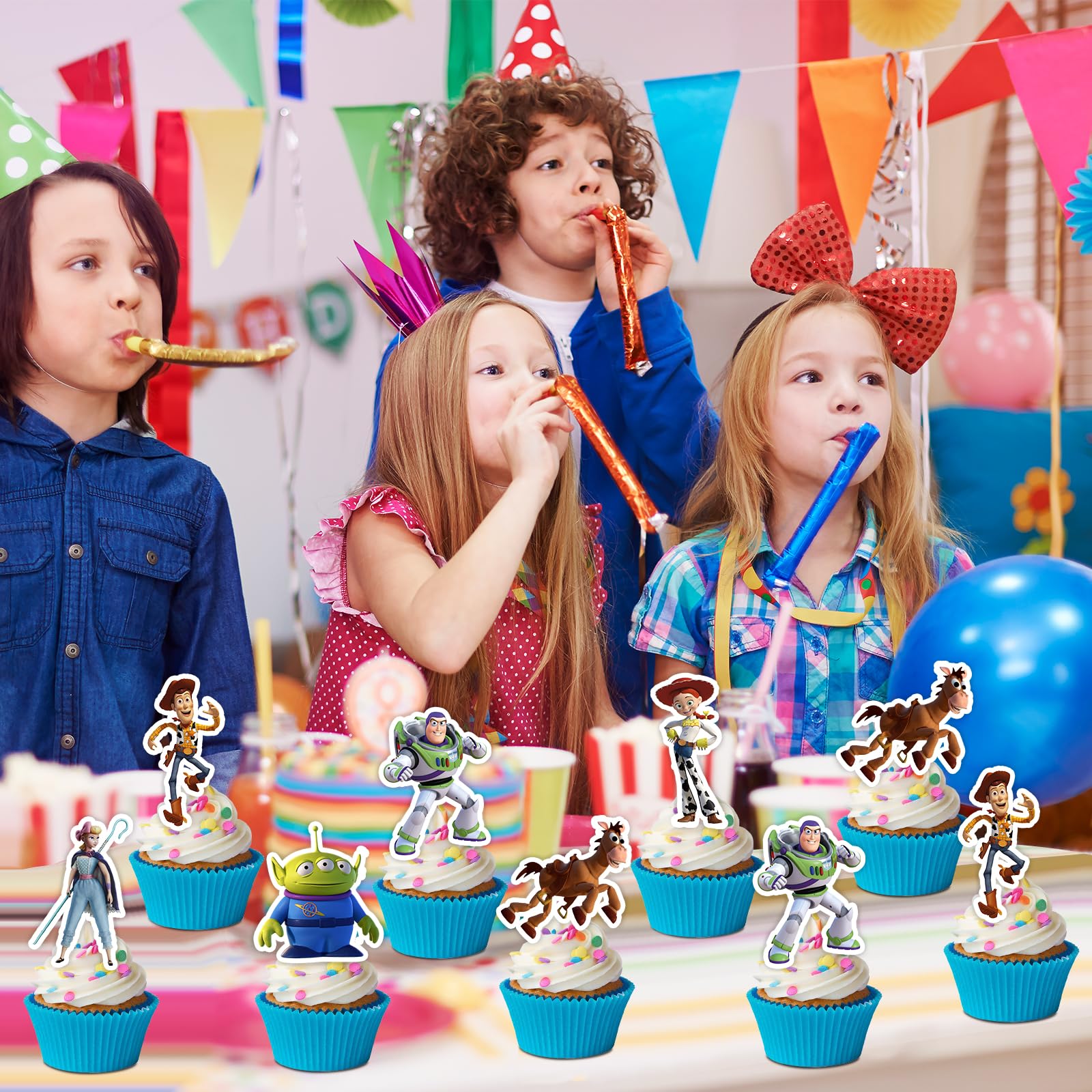Qitindasen Toy Inspired Story cupcake toppers provide quick, mess-free dessert decoration.