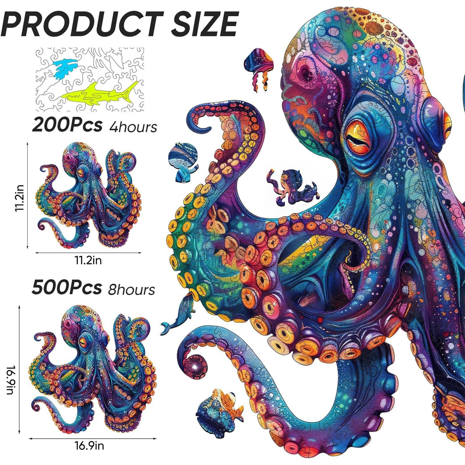 Qiuenisray wooden puzzle wall decor octopus design enhances room ambiance