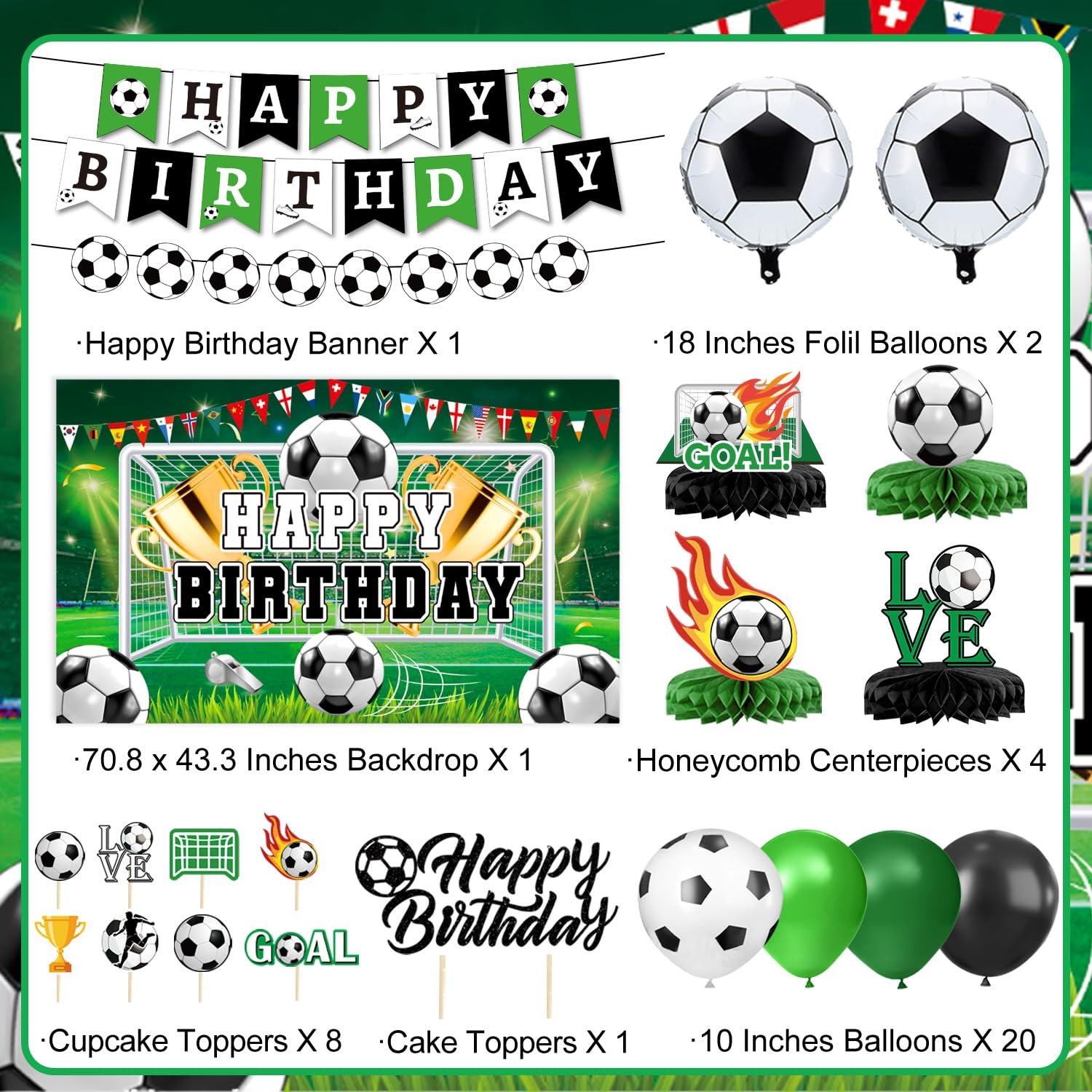 QIYANPAX soccer backdrop creates a vivid photo area