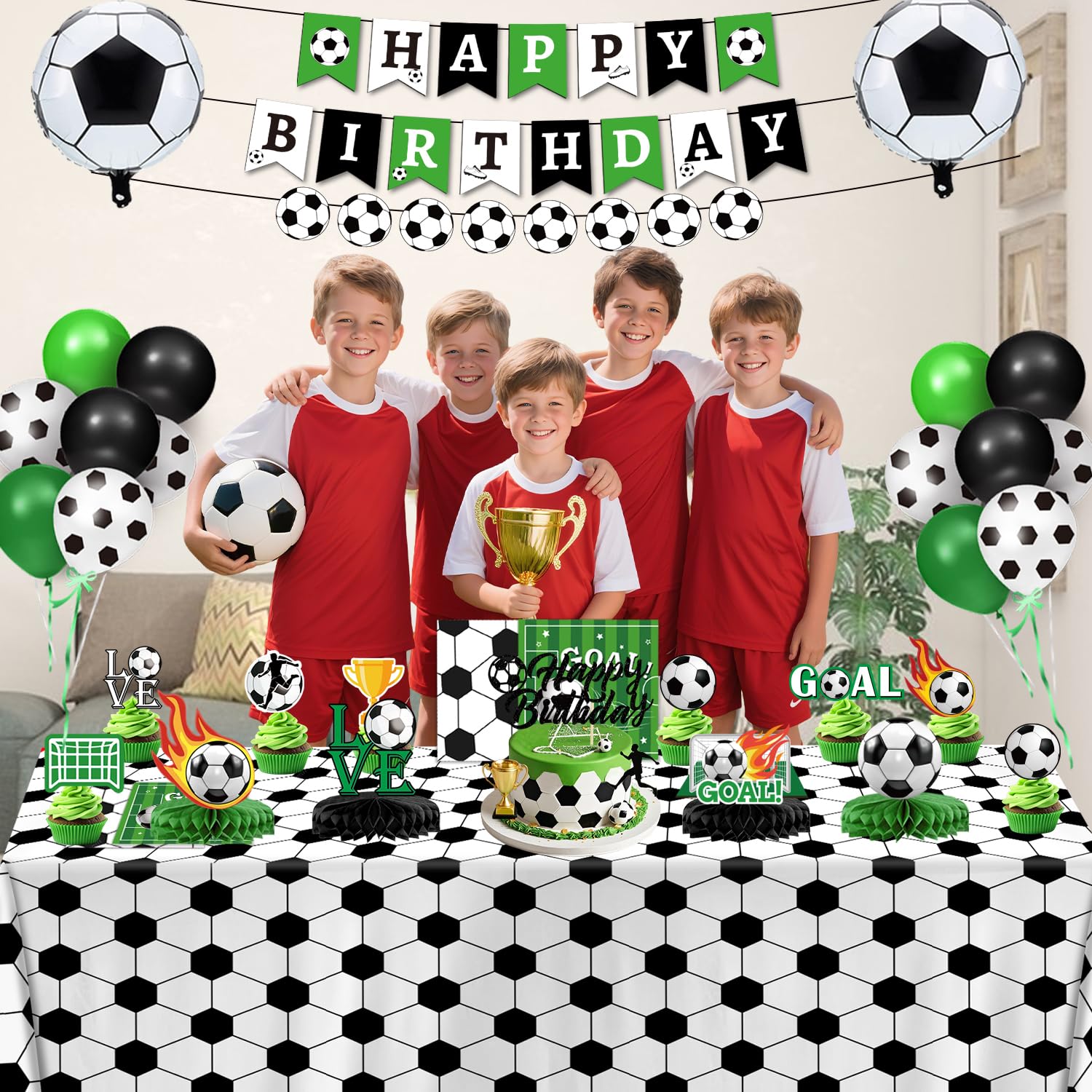 QIYANPAX soccer foil balloons add shine to the decor