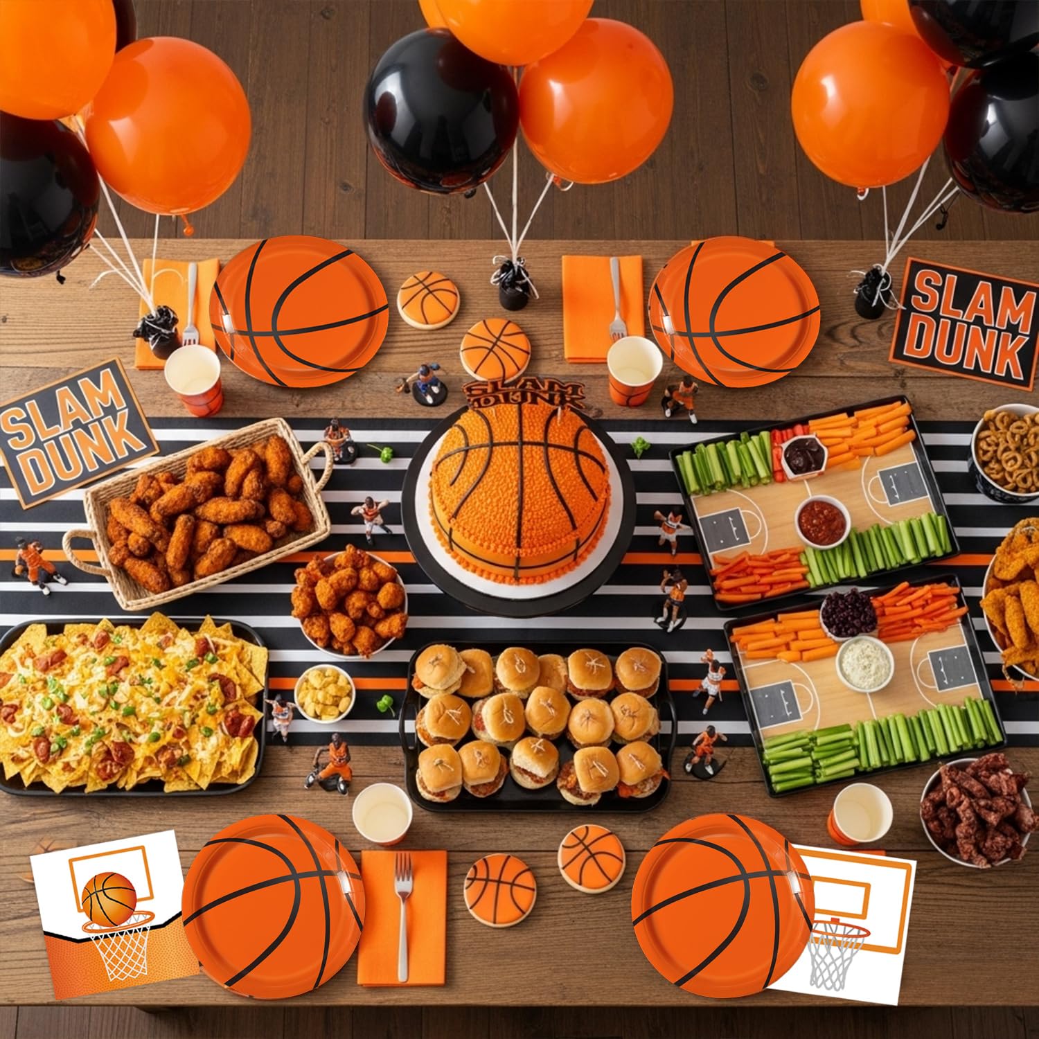 Qiyanpax basketball pattern hoops design enhances sporty party ambiance.