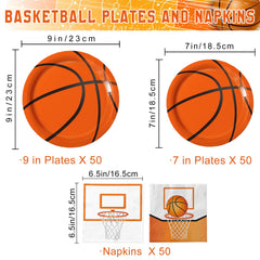 Qiyanpax basketball plates dessert 7in ideal for quick servings and vibrant visuals.