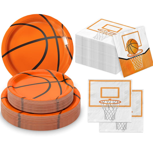Qiyanpax basketball plates dinner 9in for sturdy, colorful game-day dining.