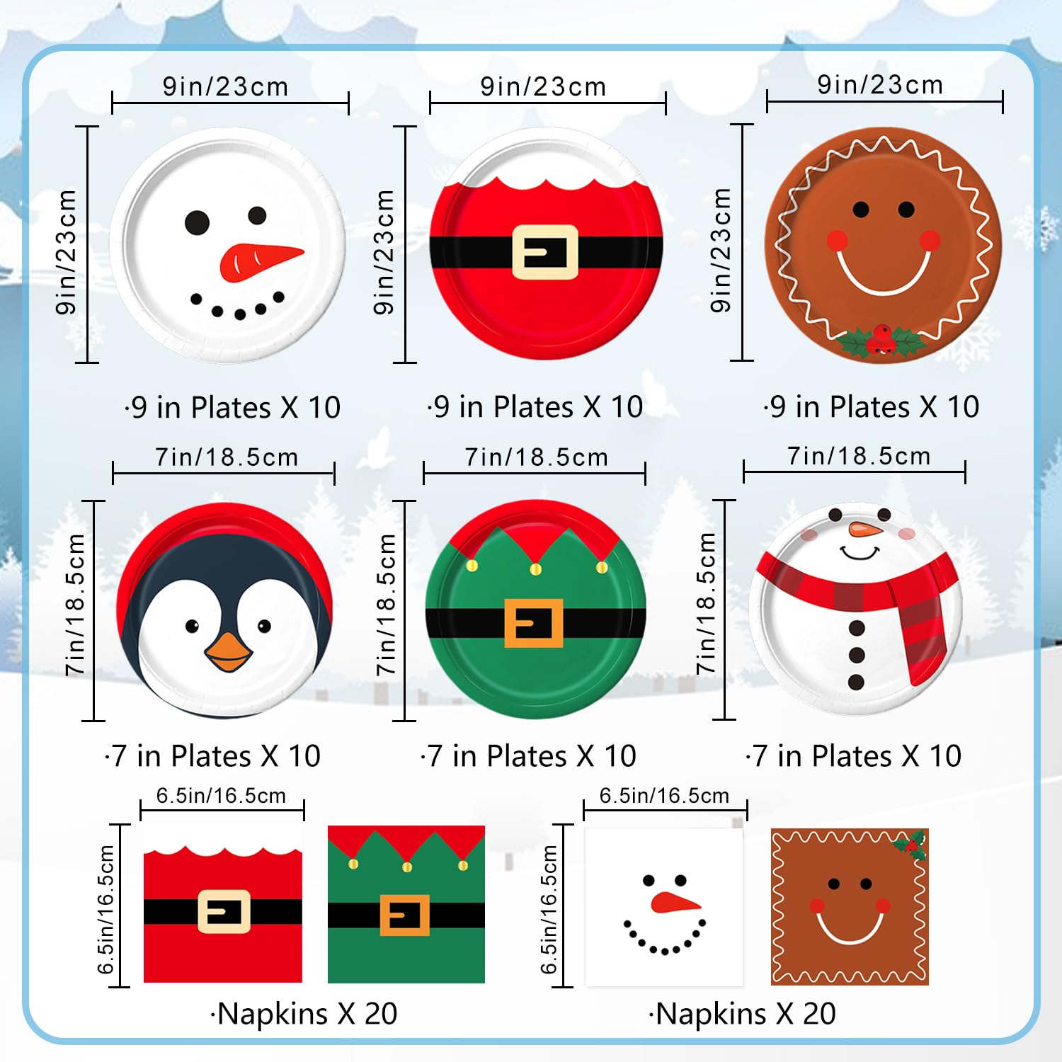 QIYANPAX Christmas dessert plates featuring penguins for playful treats