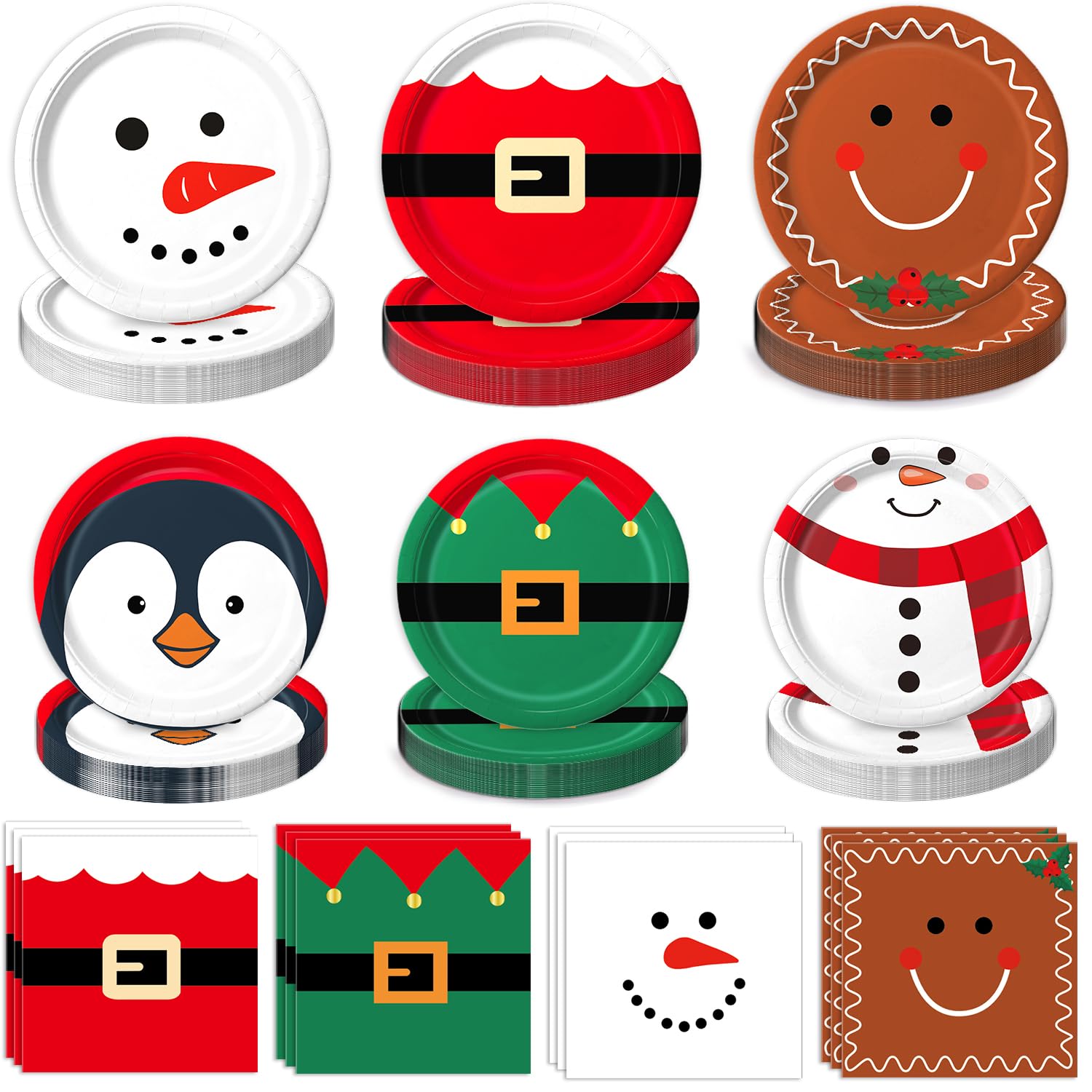 QIYANPAX Christmas dinner plates with snowman motif for festive table setup