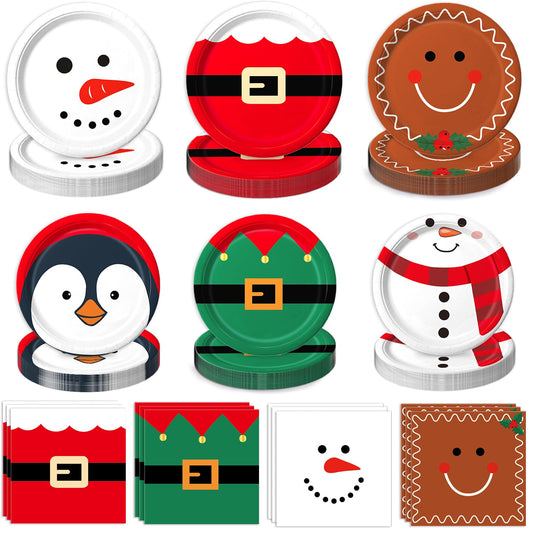 QIYANPAX Christmas dinner plates with snowman motif for festive table setup