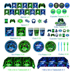 QIYANPAX neon game plates 7-inch create coordinated dessert décor.
