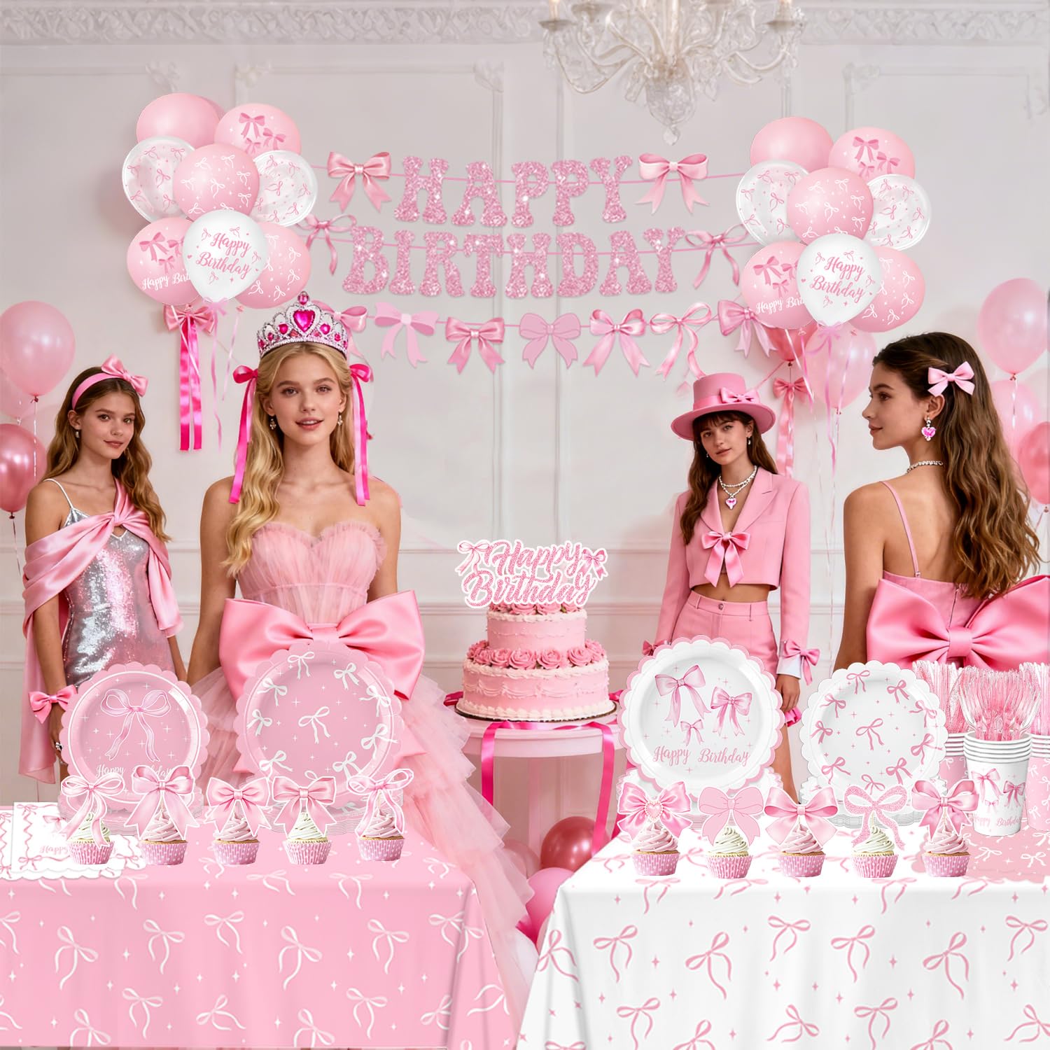 QIYANPAX pink bow balloons are durable and suitable for air or helium