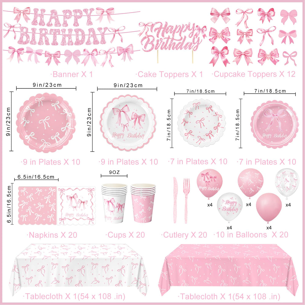 QIYANPAX pink bow 9-inch plates with sturdy, leak-resistant design for direct use with food