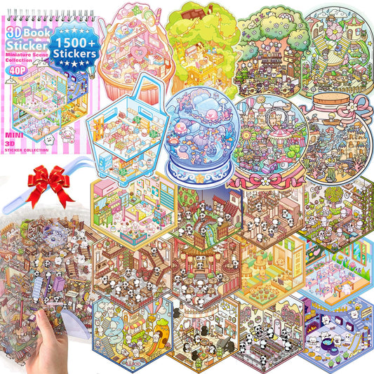QIYEELOO sticker book reference paper guides quick scene ideas for crafts.