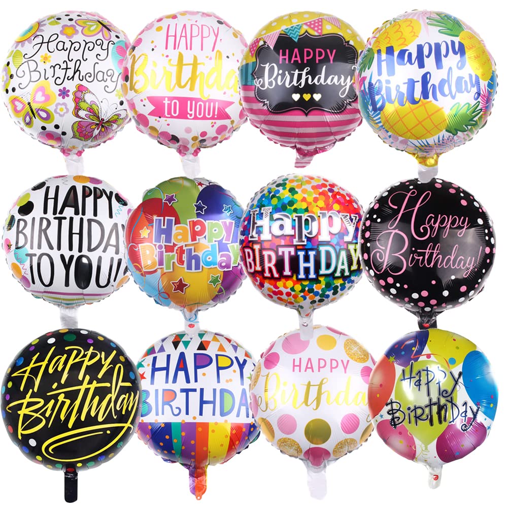 Qiyushry 50pc happy birthday foil balloons 18in create a festive backdrop