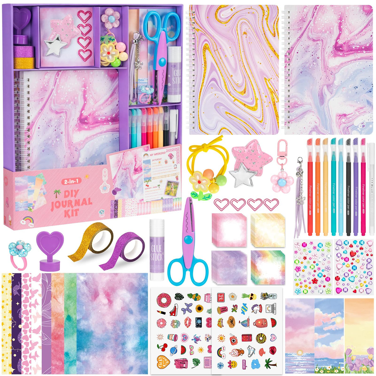 QIYVLOS DIY journal kit 2-pack with colorful pens for expressive writing