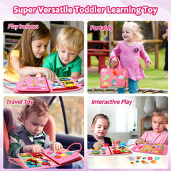 Qizfun Busy Board shoelaces encourage sequencing and grip.