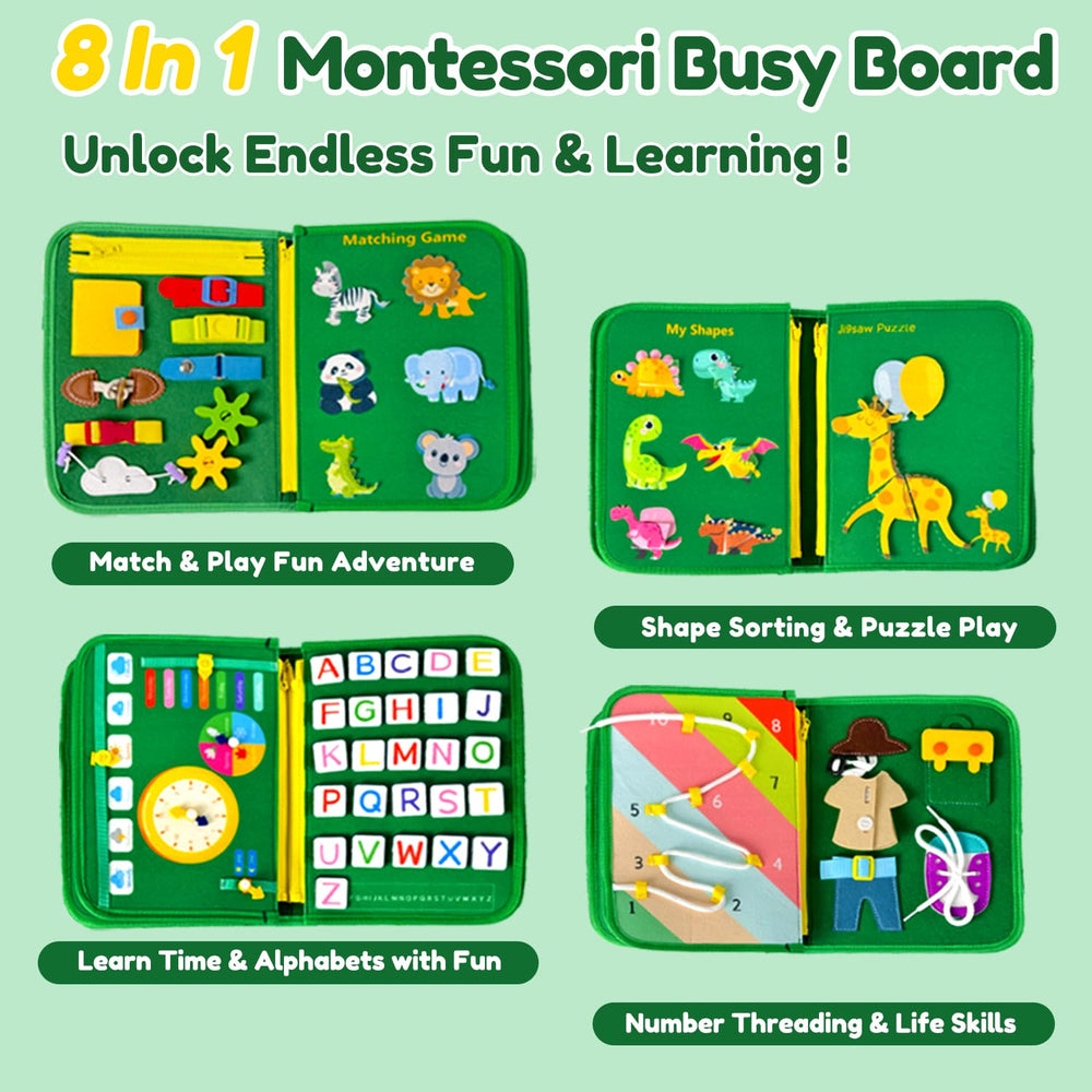 Qizfun zipper-activity on busy board helps toddlers practice zippering and problem-solving