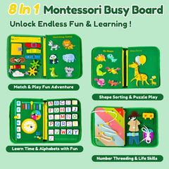 Qizfun zipper-activity on busy board helps toddlers practice zippering and problem-solving