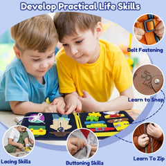 Qizfun dinosaur themed activities, blue, promote early shape, number, and alphabet games.