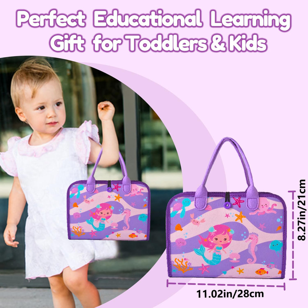 Qizfun Mermaid Busy Board travel-friendly design supports car and plane play.