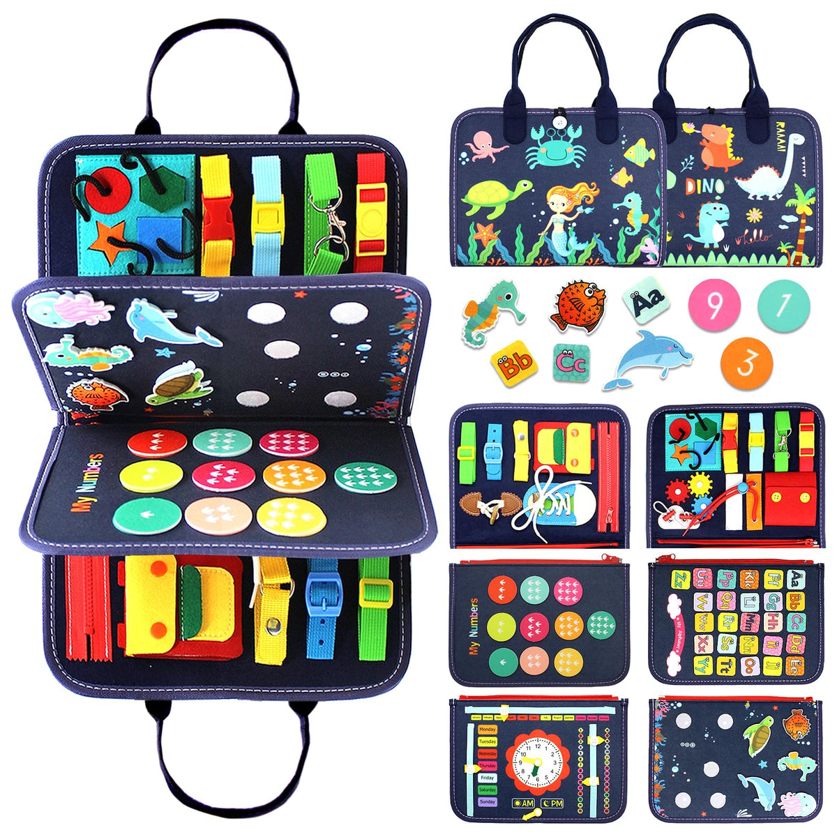 Qizfun Montessori Busy Board zipper activity boosts fine motor coordination during play.