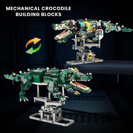 QJYAMK crocodile side view highlights dynamic stance and craftsmanship