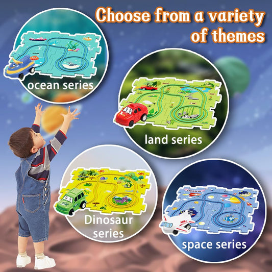 QKSKYP puzzle track with vehicles promotes imaginative play and adventures