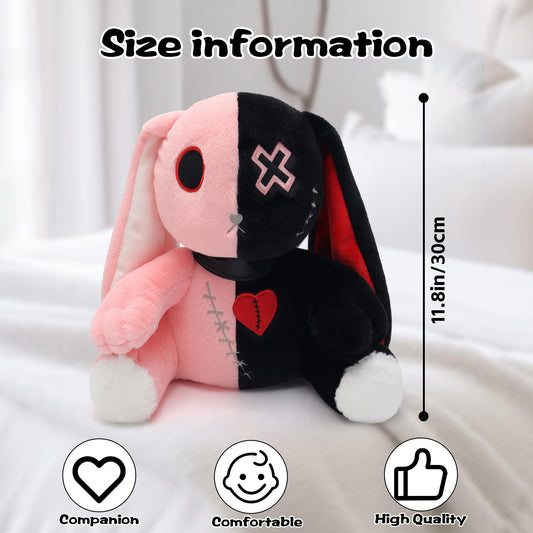 Qleewei Goth Bunny Plush back view for spooky room decor