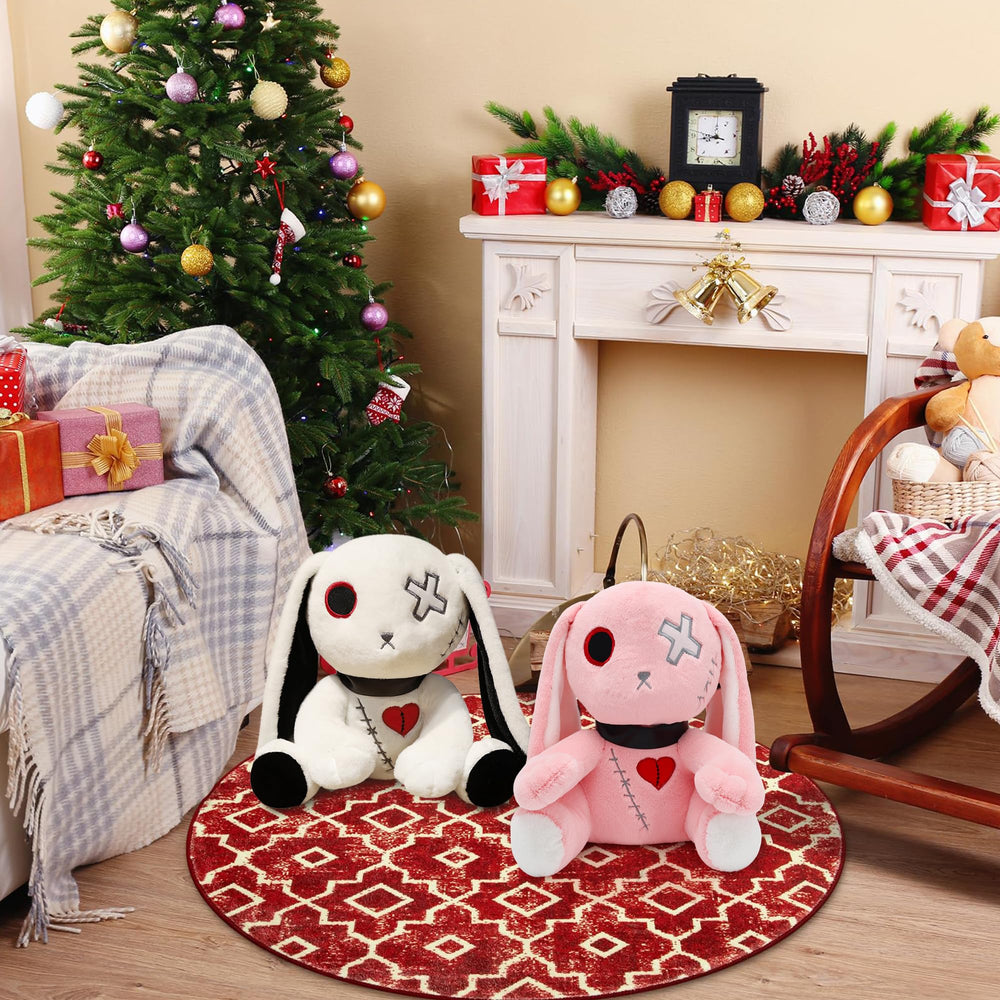 Qleewei Goth Bunny Plush gift-ready for eerie whimsy fans