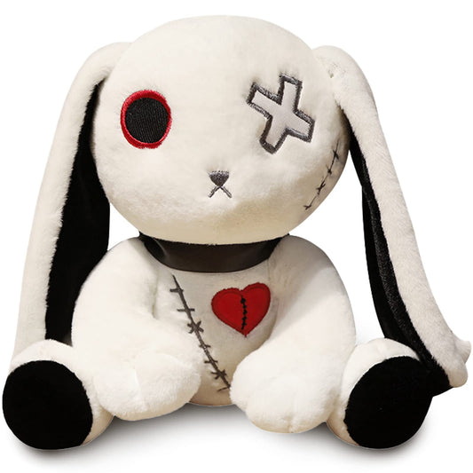 Qleewei goth bunny plush white 9.8 inch, soft cuddle companion for bedtime