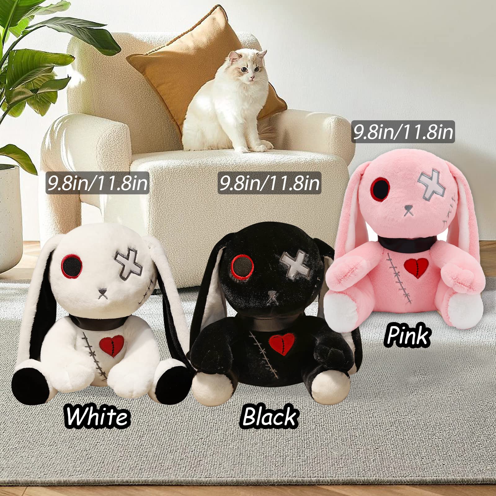 Qleewei horror bunny plush, display ready on shelf or bed