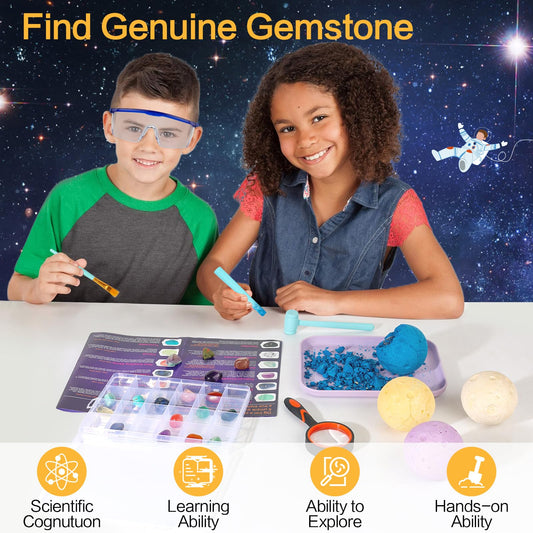 QLKUNLA Excavate 24 Real Gems reveals treasure spots for curious minds.