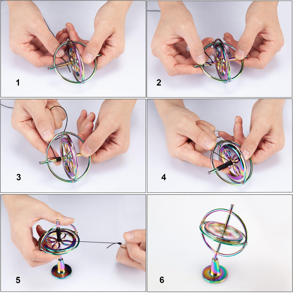 QLKUNLA Gyroscope Toy inertia flywheel close-up with smooth rotation.