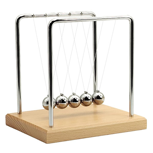 QLKUNLA Newtons Cradle beech 5 balls demonstrates momentum transfer for learning and desk decor