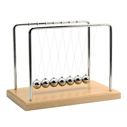 QLKUNLA Newtons Cradle overview on desk showing seven balls for engaging kinetic display.