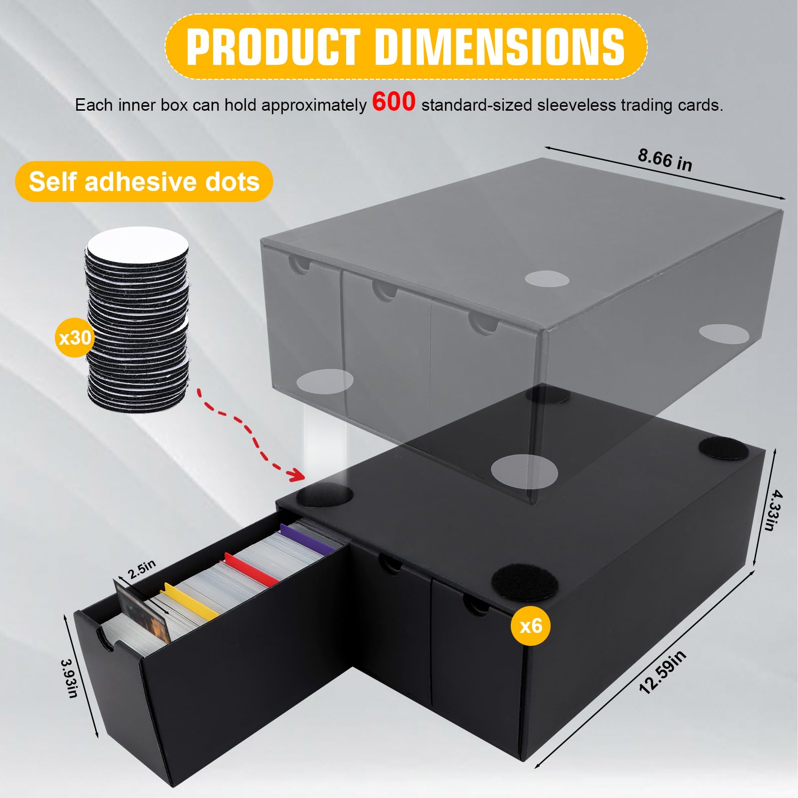 QLOUNI 18-card-boxes setup holds 600+ cards neatly and safely.