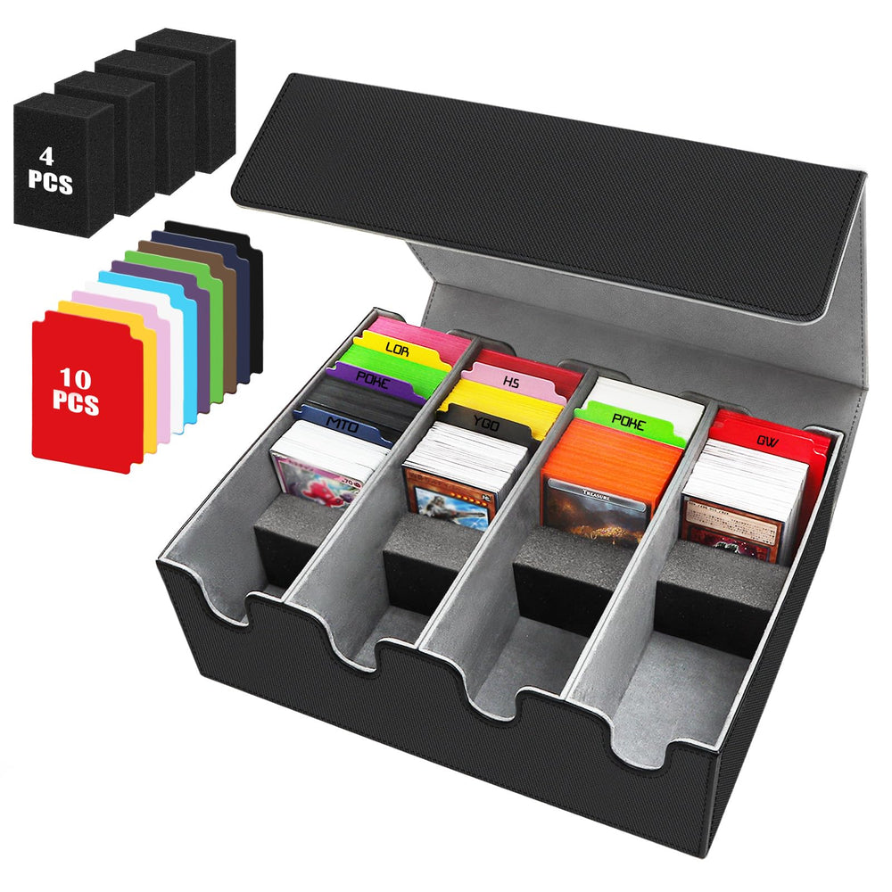 QLOUNI card storage box featuring 2800+ capacity and durable PU leather protection.