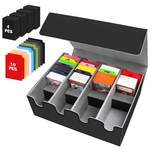 QLOUNI card storage box featuring 2800+ capacity and durable PU leather protection.